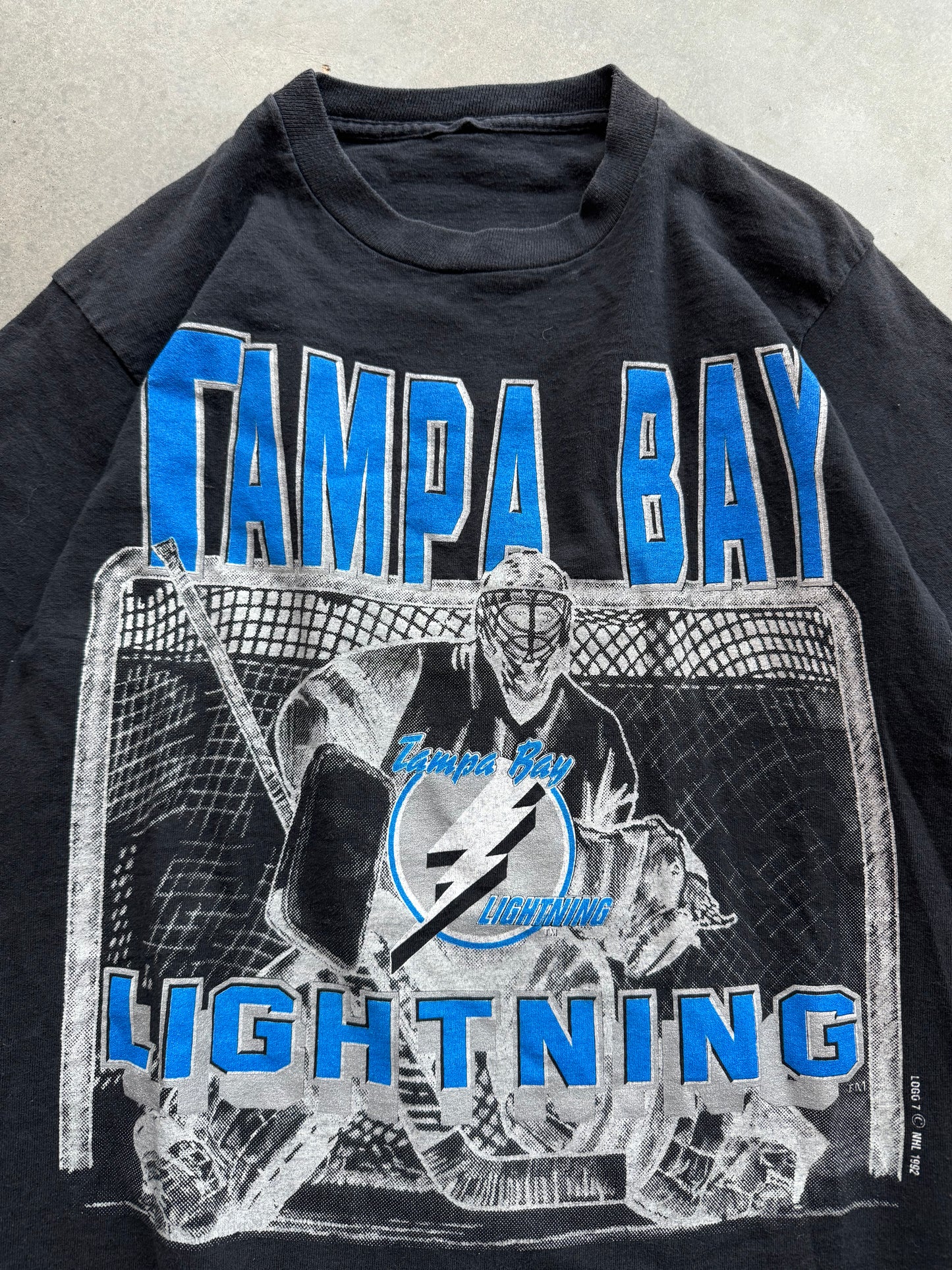 1992 Tampa Bay Lightning Vintage Logo 7 NHL Goalie Tee (Small)