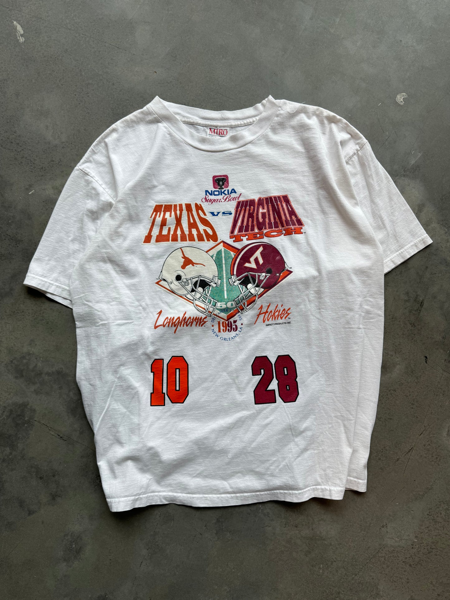 1995 Texas Longhorns vs. Virginia Tech Hokies Nokia Sugar Bowl Vintage College Football Tee (XL)