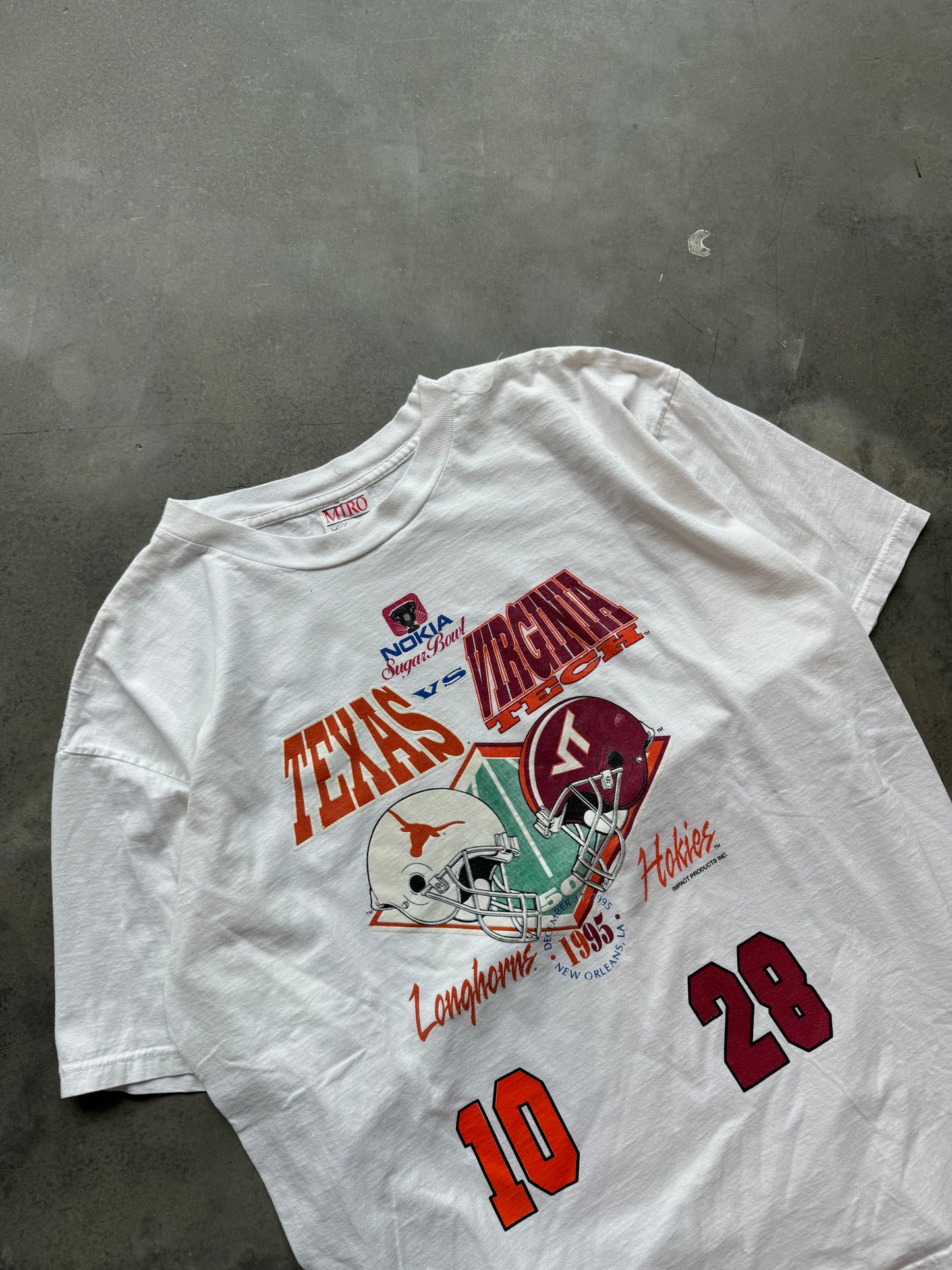 1995 Texas Longhorns vs. Virginia Tech Hokies Nokia Sugar Bowl Vintage College Football Tee (XL)