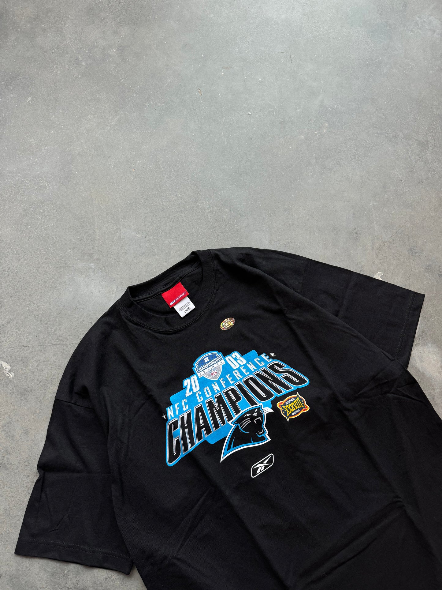 2003 Carolina Panthers NFC Champions Vintage Reebok NFL Tee - Deadstock (Large)