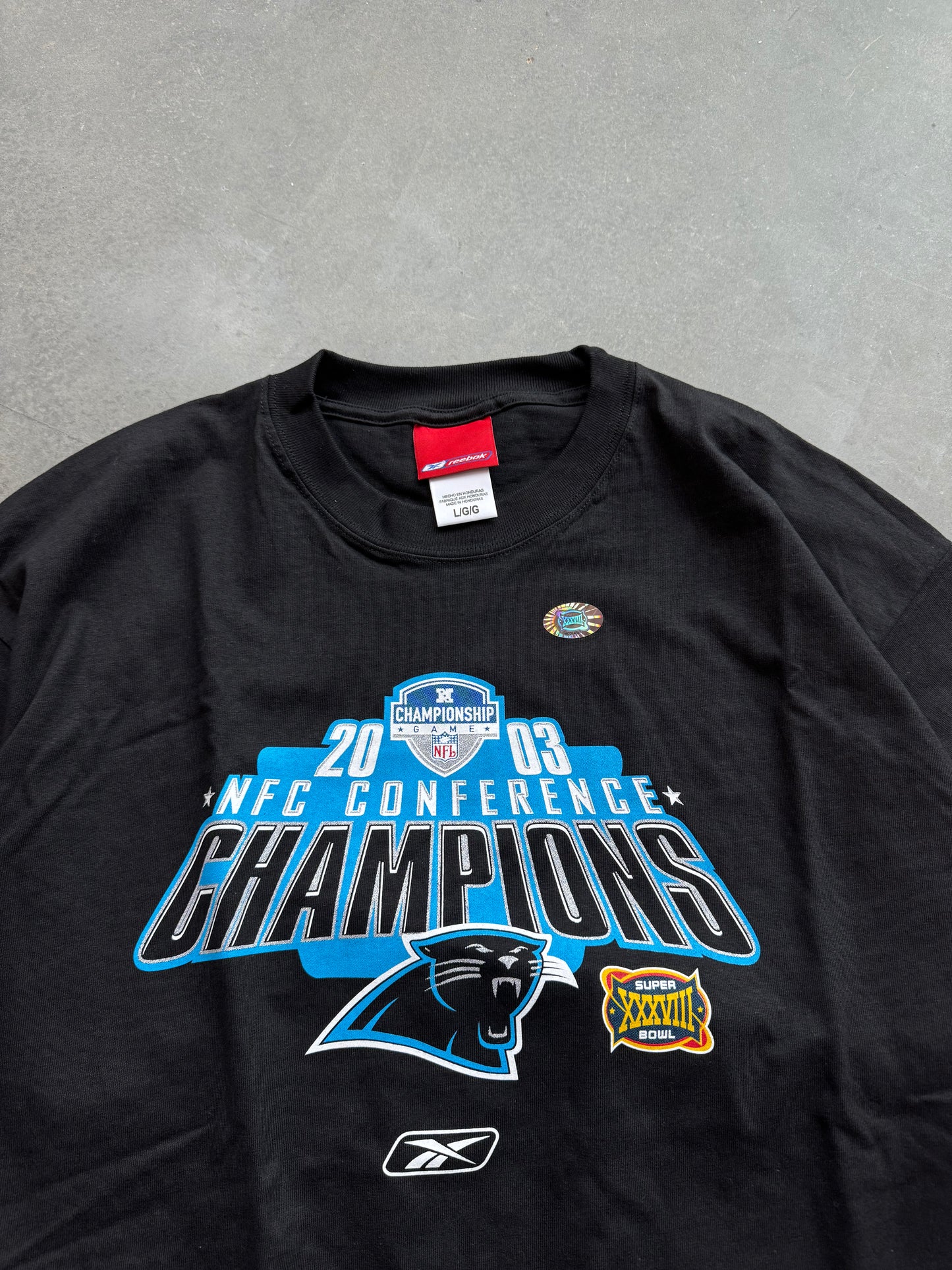 2003 Carolina Panthers NFC Champions Vintage Reebok NFL Tee - Deadstock (Large)