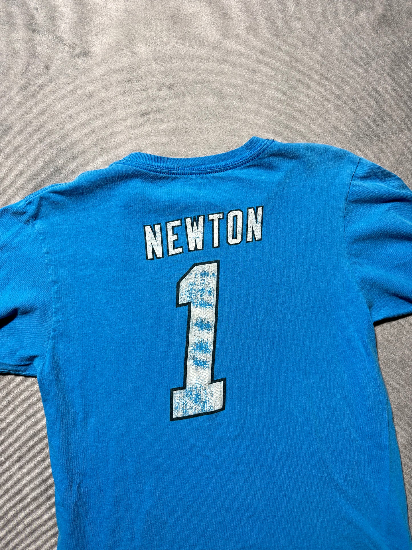 2011 Carolina Panthers Cam Newton Alternate Blue Cat Scratch Font Rookie Season NFL Longsleeve Tee (Medium)