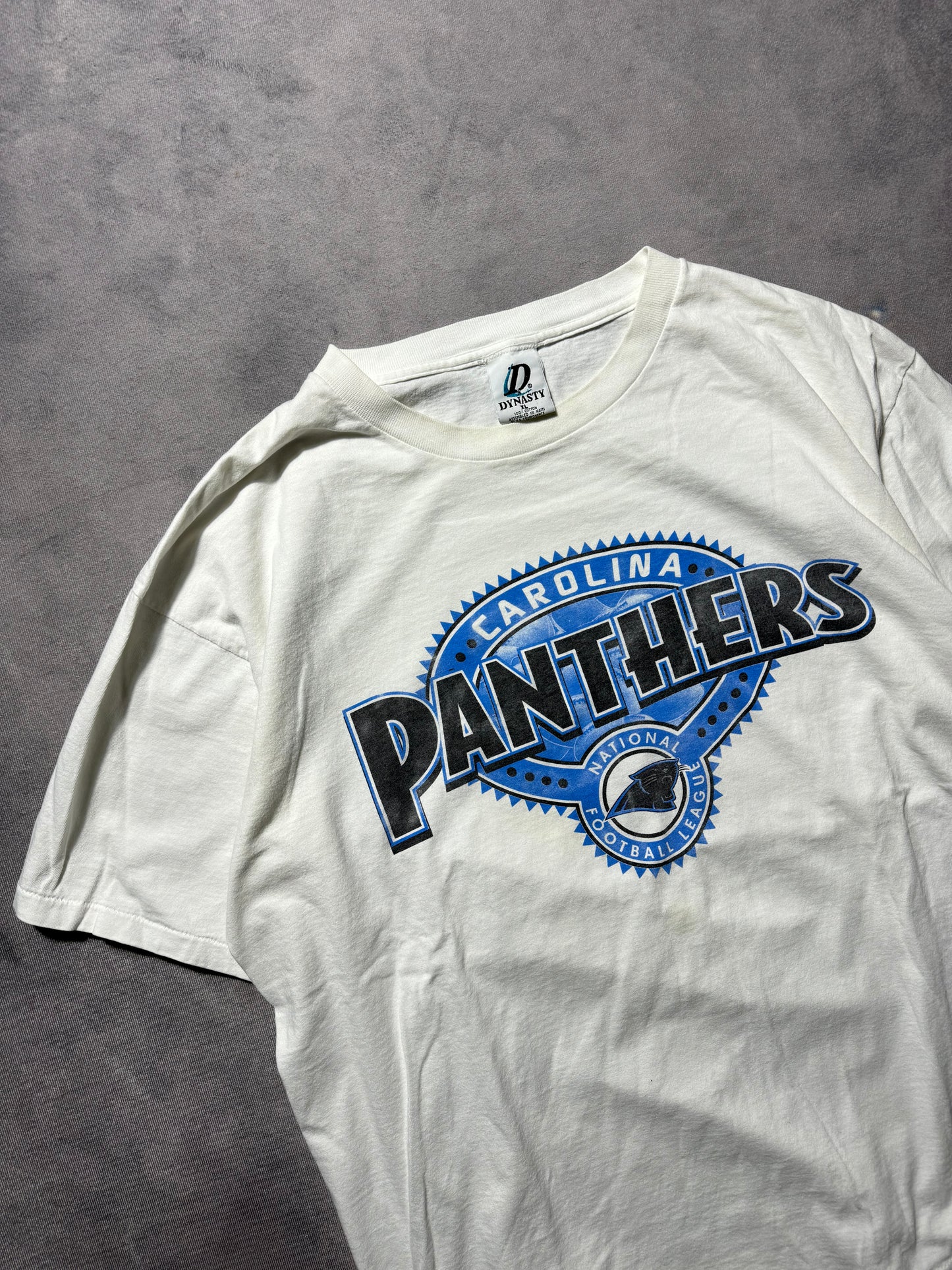 90’s Carolina Panthers Vintage White NFL Seal Graphic Tee (XL)