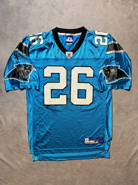 00’s Carolina Panthers DeShaun Foster Alternate Blue Reebok NFL Jersey (Medium)