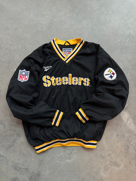 90’s Pittsburgh Steelers Vintage Reebok NFL Pro Line Colorblocked Ribbed Pullover (XL)