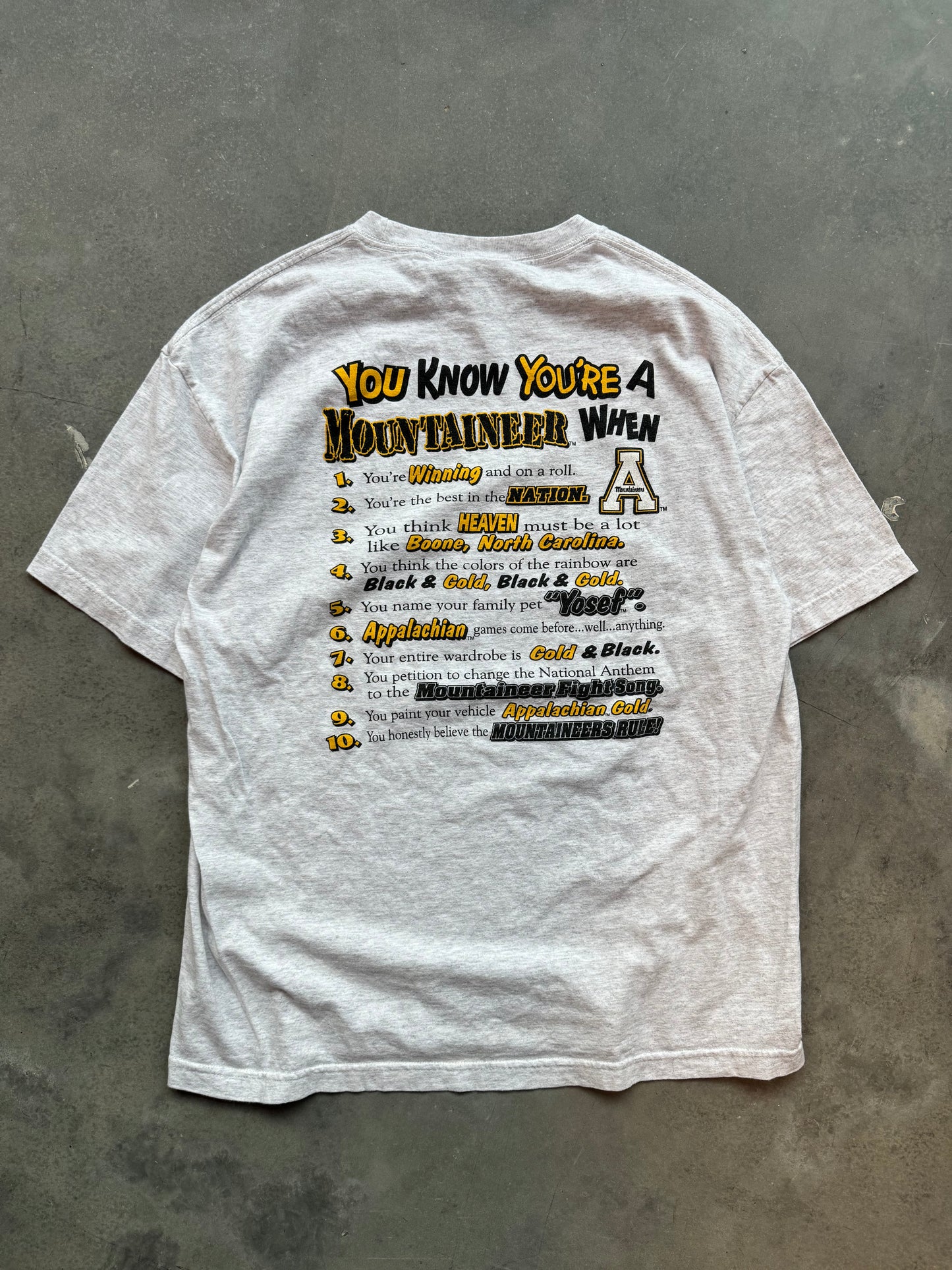 00’s Appalachian State Mountaineers “You Know You’re a Mountaineers When..” Vintage College Tee (XL)