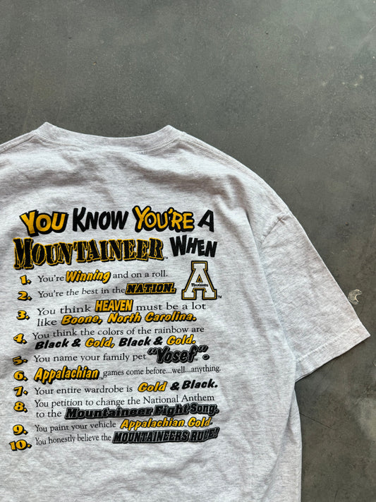 00’s Appalachian State Mountaineers “You Know You’re a Mountaineers When..” Vintage College Tee (XL)