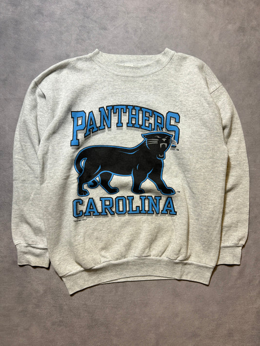 1993 Carolina Panthers Vintage Heather Grey Alternate Full Cat NFL Crewneck (Large)