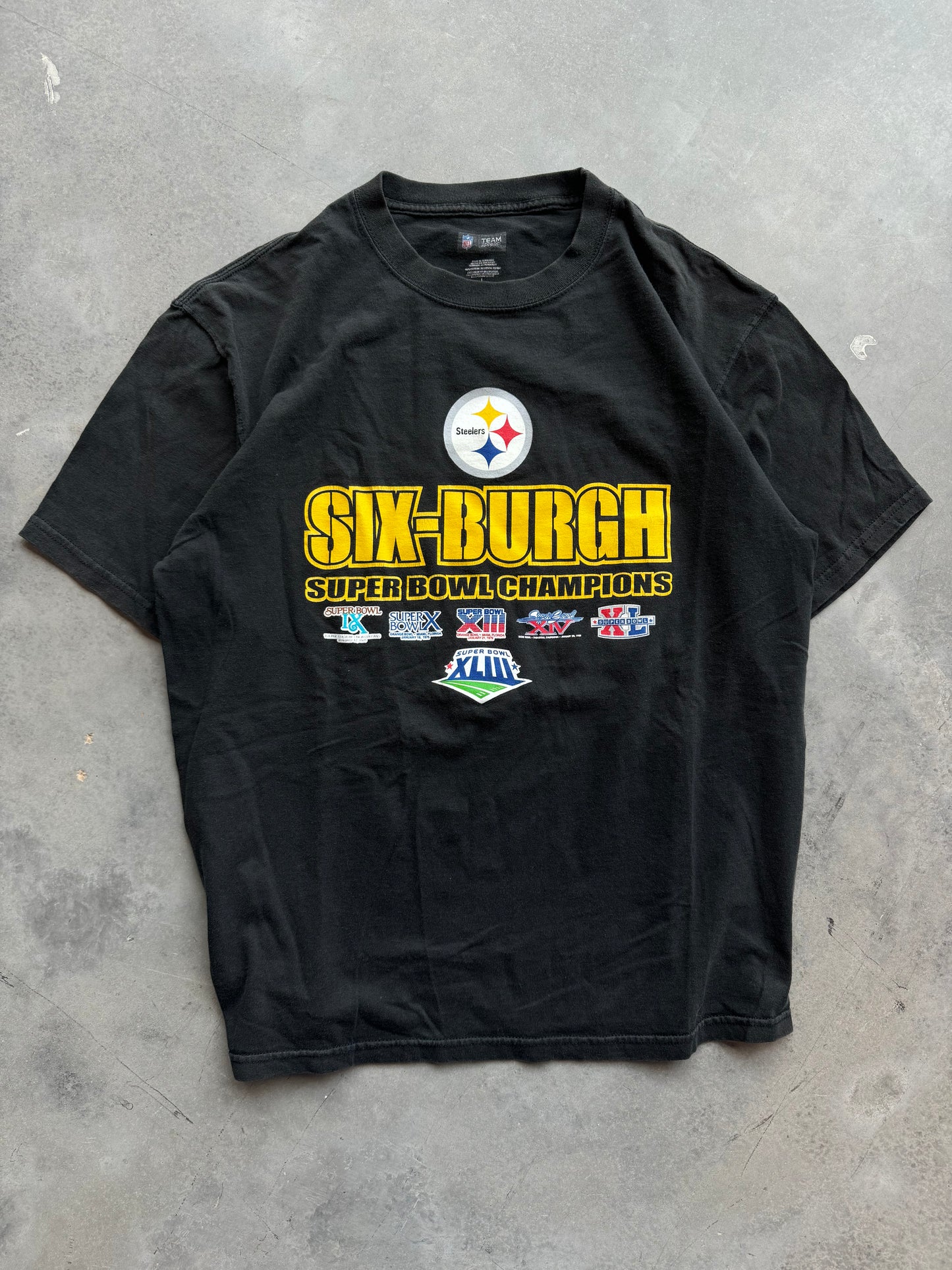 2009 Pittsburgh Steelers Vintage “Six-Burgh” Super Bowl Champions NFL Tee (Large)