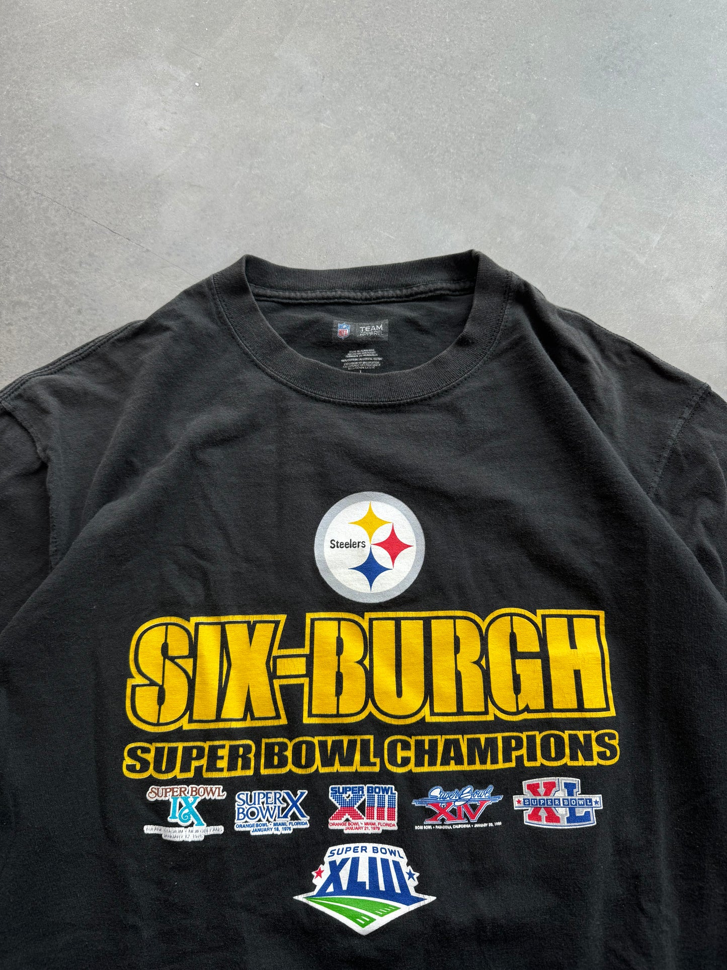 2009 Pittsburgh Steelers Vintage “Six-Burgh” Super Bowl Champions NFL Tee (Large)