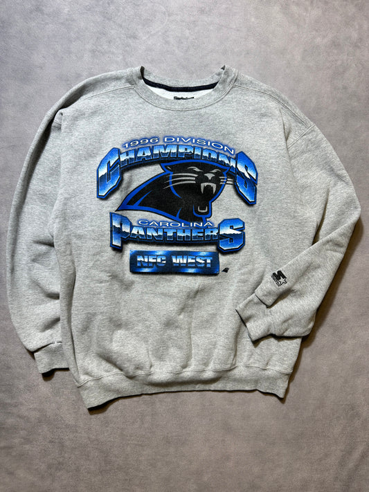 1996 Carolina Panthers Vintage Grey Starter NFC Western Division Champions Heavyweight NFL Crewneck (Large)