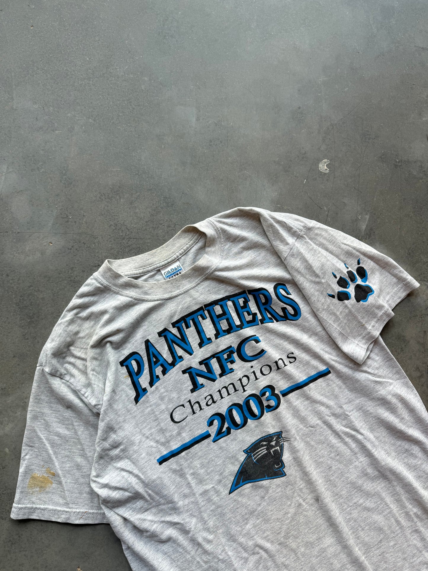 2003 Carolina Panthers Vintage NFC Champions Paw Print NFL Tee (Large)