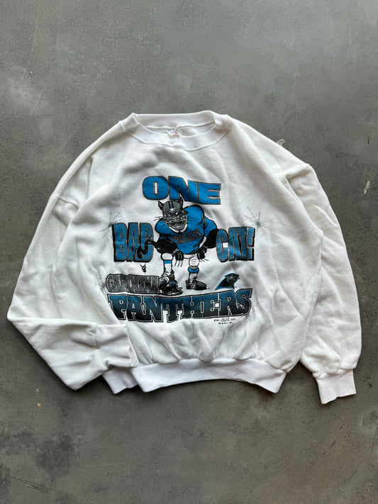 1993 Carolina Panthers Vintage “One Bad Cat” NFL Cartoon Crewneck (Medium)