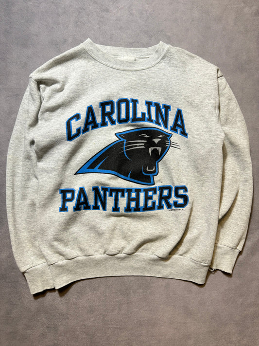 1993 Carolina Panthers Vintage Heather Grey Big Logo Franchise Announcement NFL Crewneck (Medium)