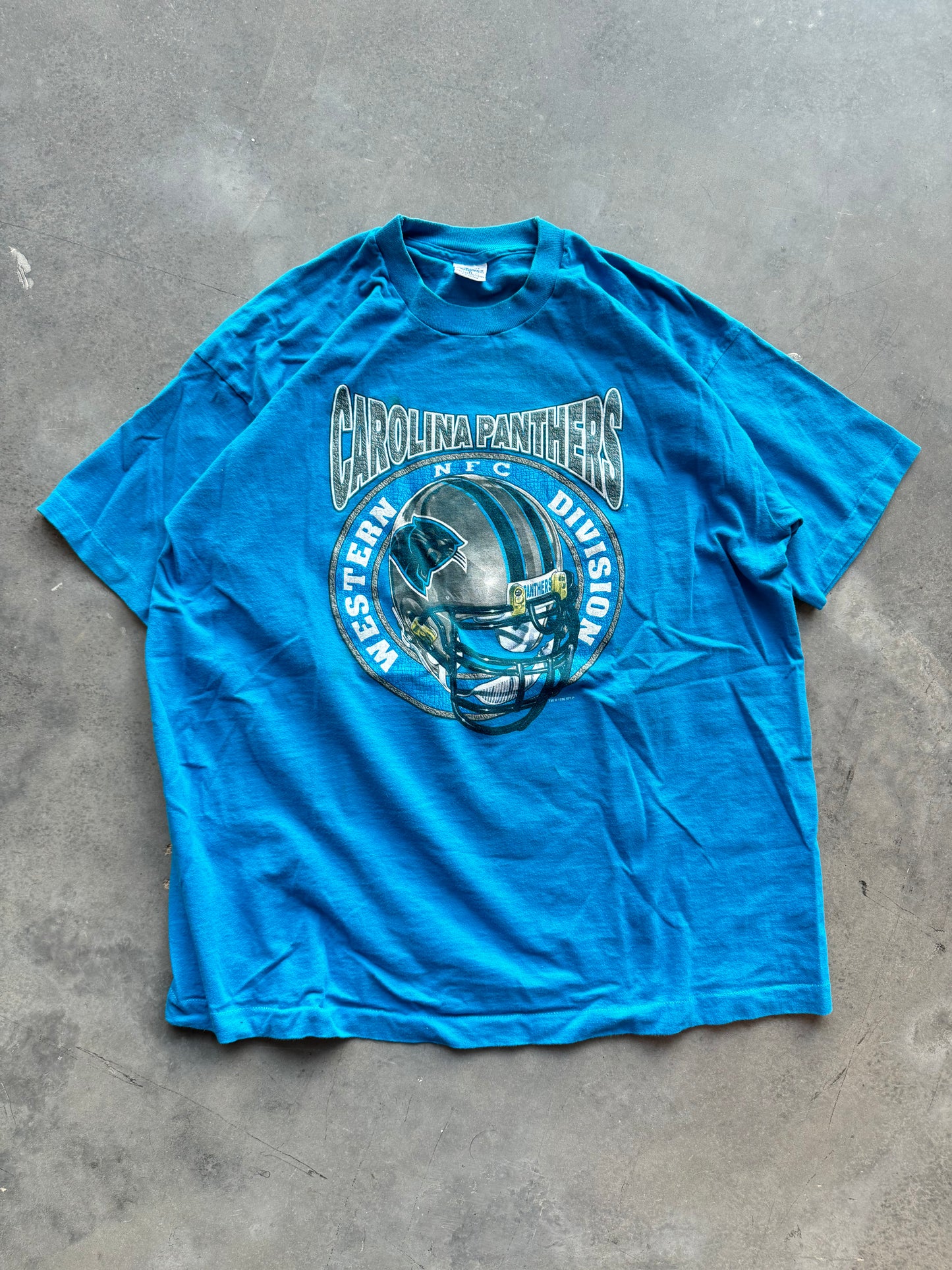 1996 Carolina Panthers Vintage Salem Sportswear Electric Blue NFC Western Division NFL Tee (XL)