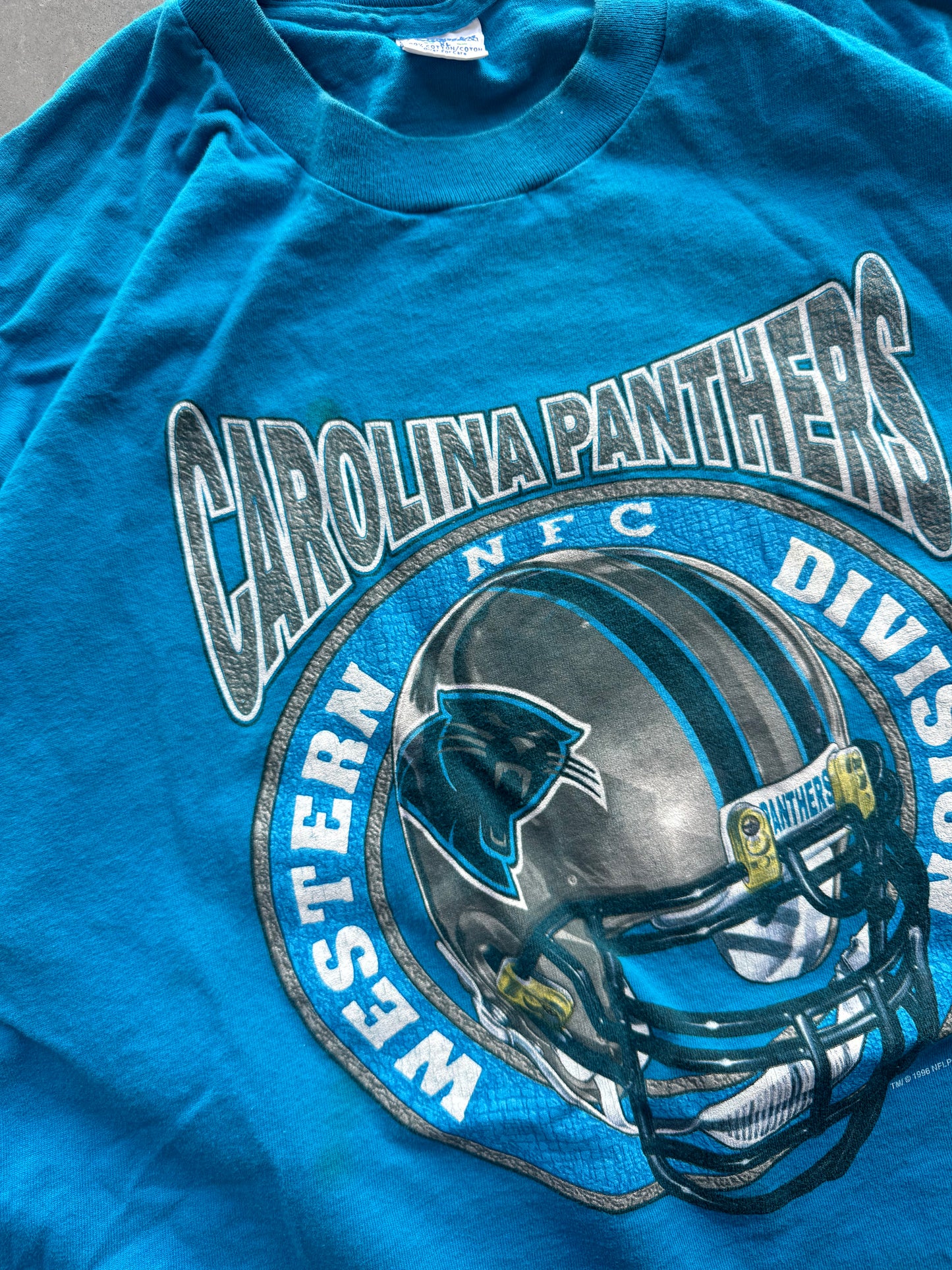 1996 Carolina Panthers Vintage Salem Sportswear Electric Blue NFC Western Division NFL Tee (XL)