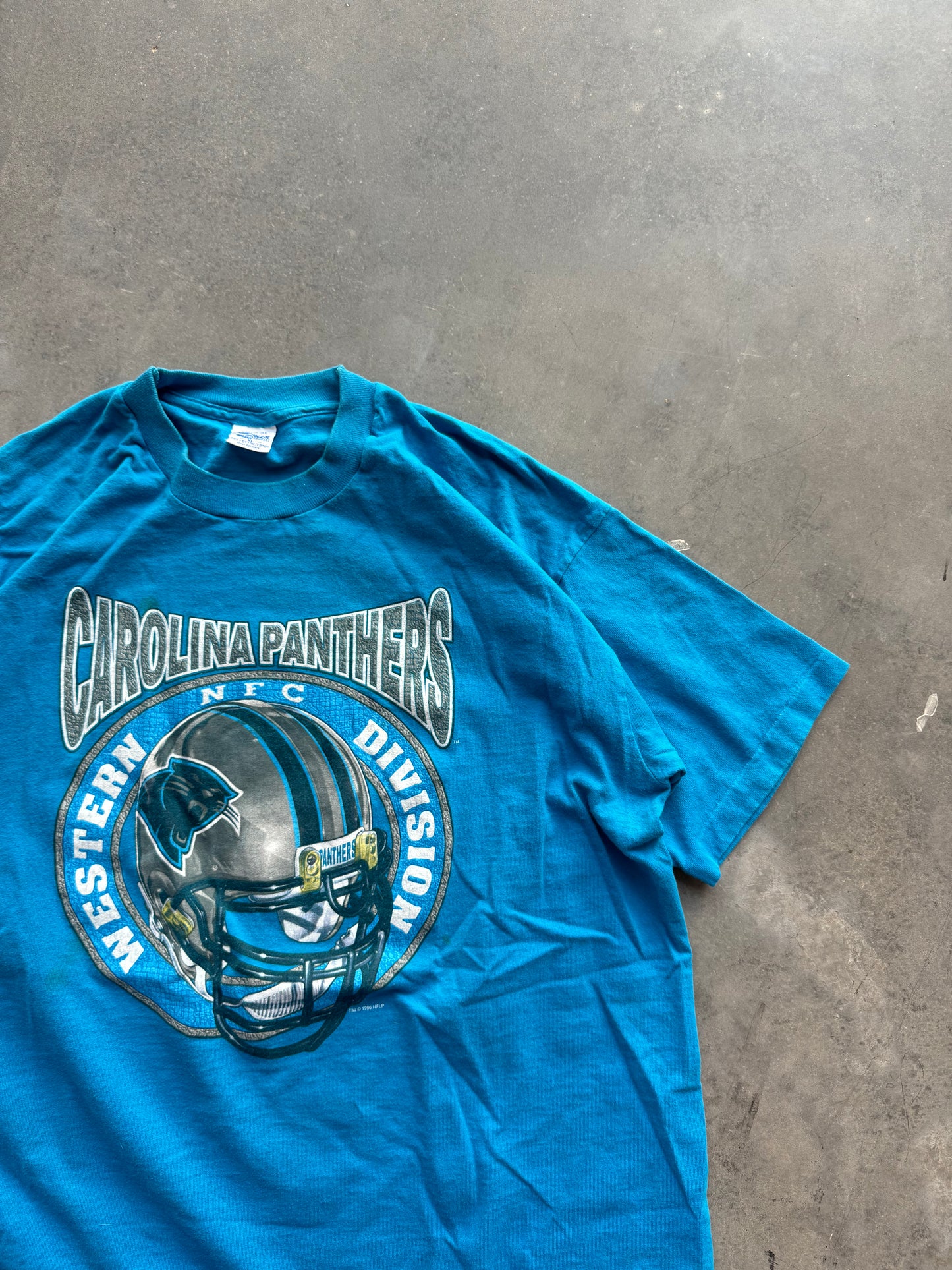 1996 Carolina Panthers Vintage Salem Sportswear Electric Blue NFC Western Division NFL Tee (XL)