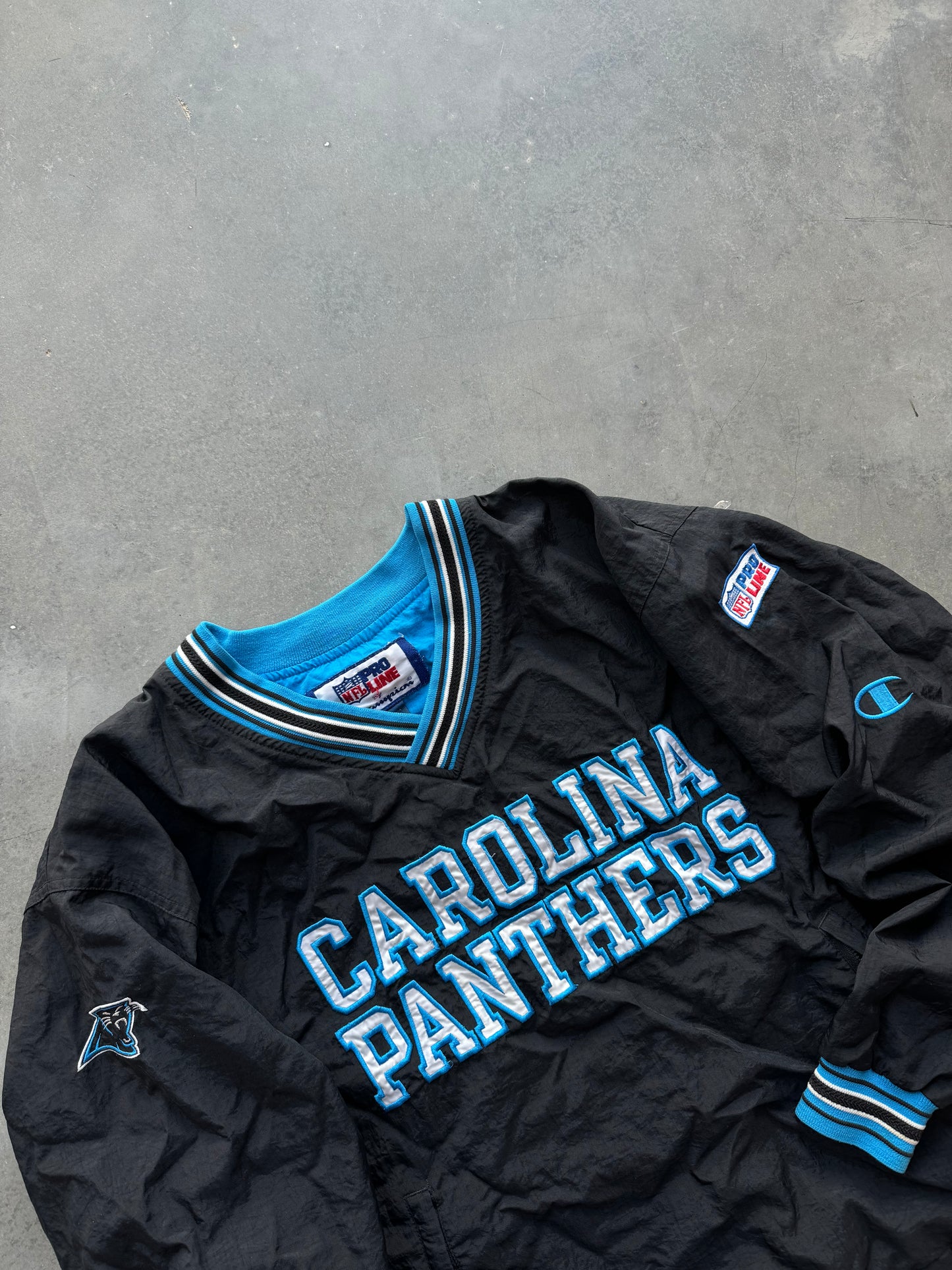 90’s Carolina Panthers Vintage Champion NFL Pro Line Block Letter Spellout Pullover (Large)