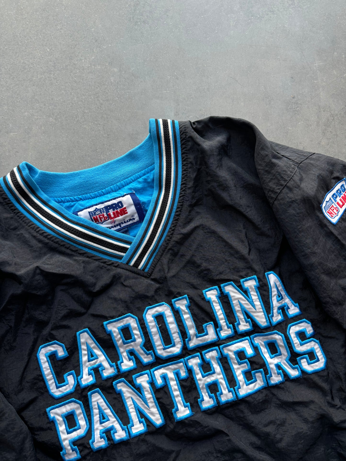 90’s Carolina Panthers Vintage Champion NFL Pro Line Block Letter Spellout Pullover (Large)