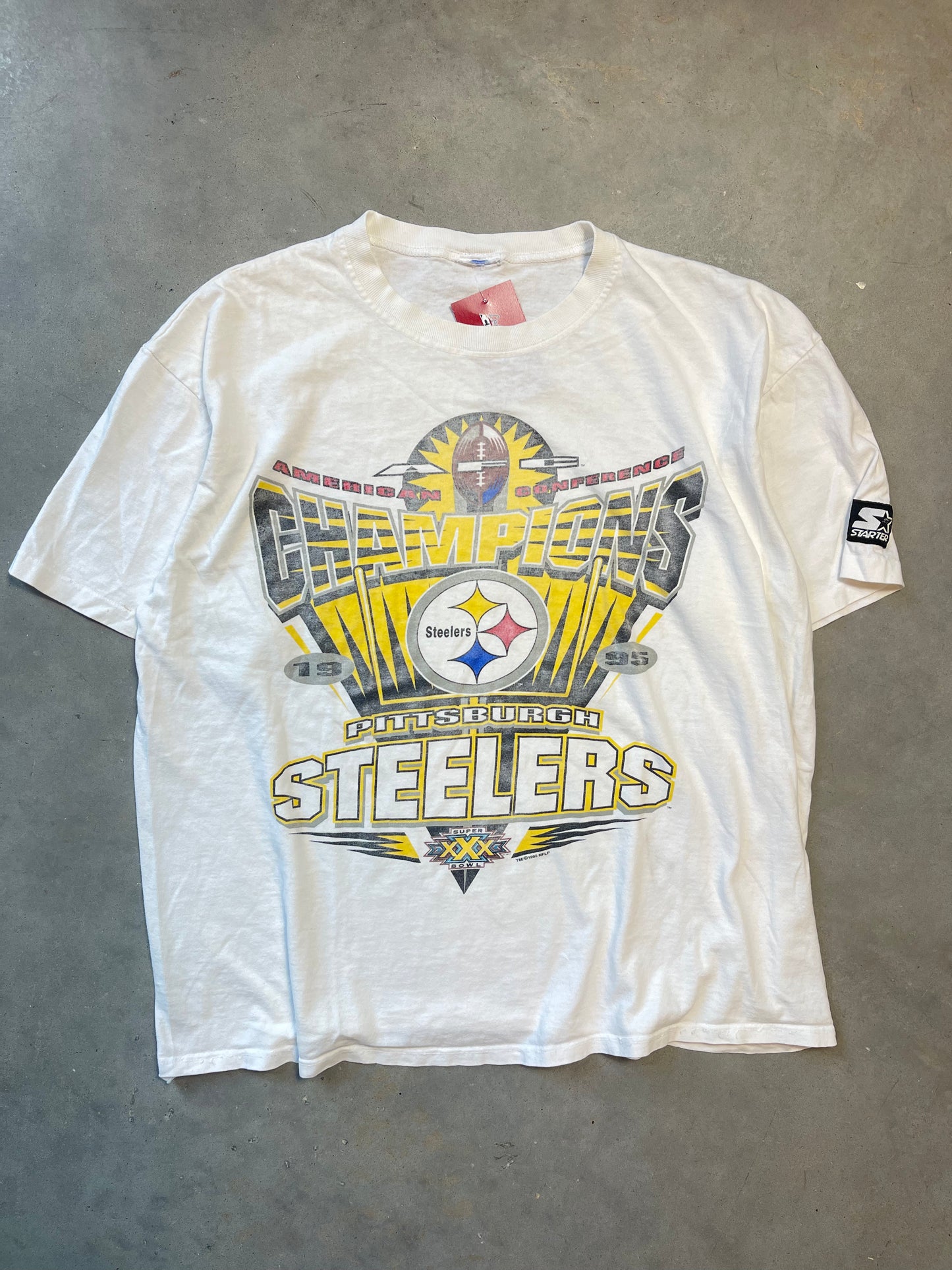 1995 Pittsburgh Steelers Vintage Starter AFC Champions NFL Tee (Large)