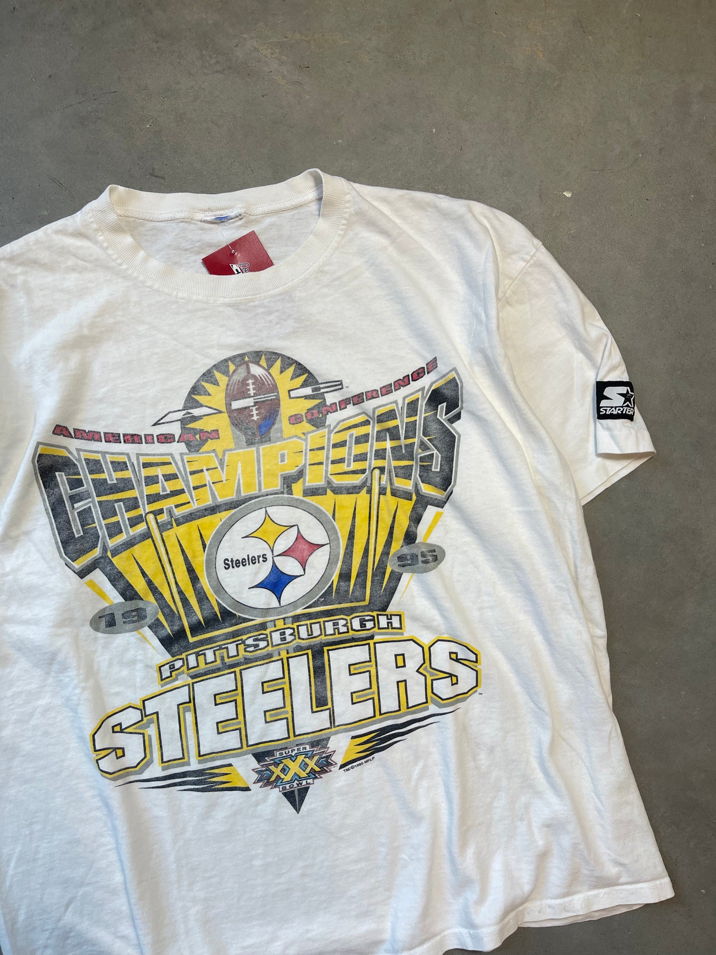 1995 Pittsburgh Steelers Vintage Starter AFC Champions NFL Tee (Large)