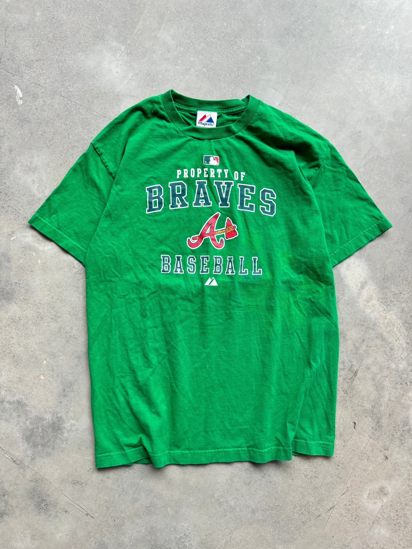 2003 Atlanta Braves Vintage Majestic Green St. Patrick’s Day MLB Tee (Large)