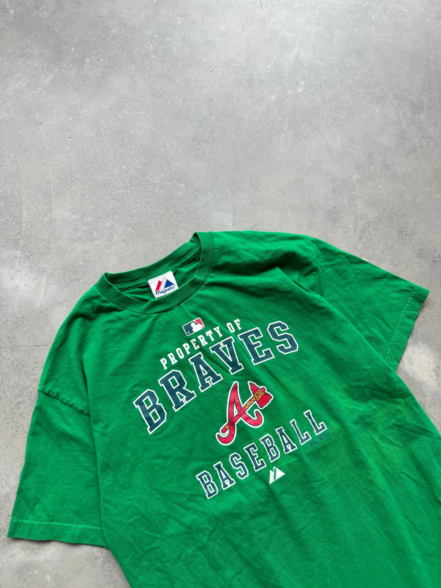 2003 Atlanta Braves Vintage Majestic Green St. Patrick’s Day MLB Tee (Large)