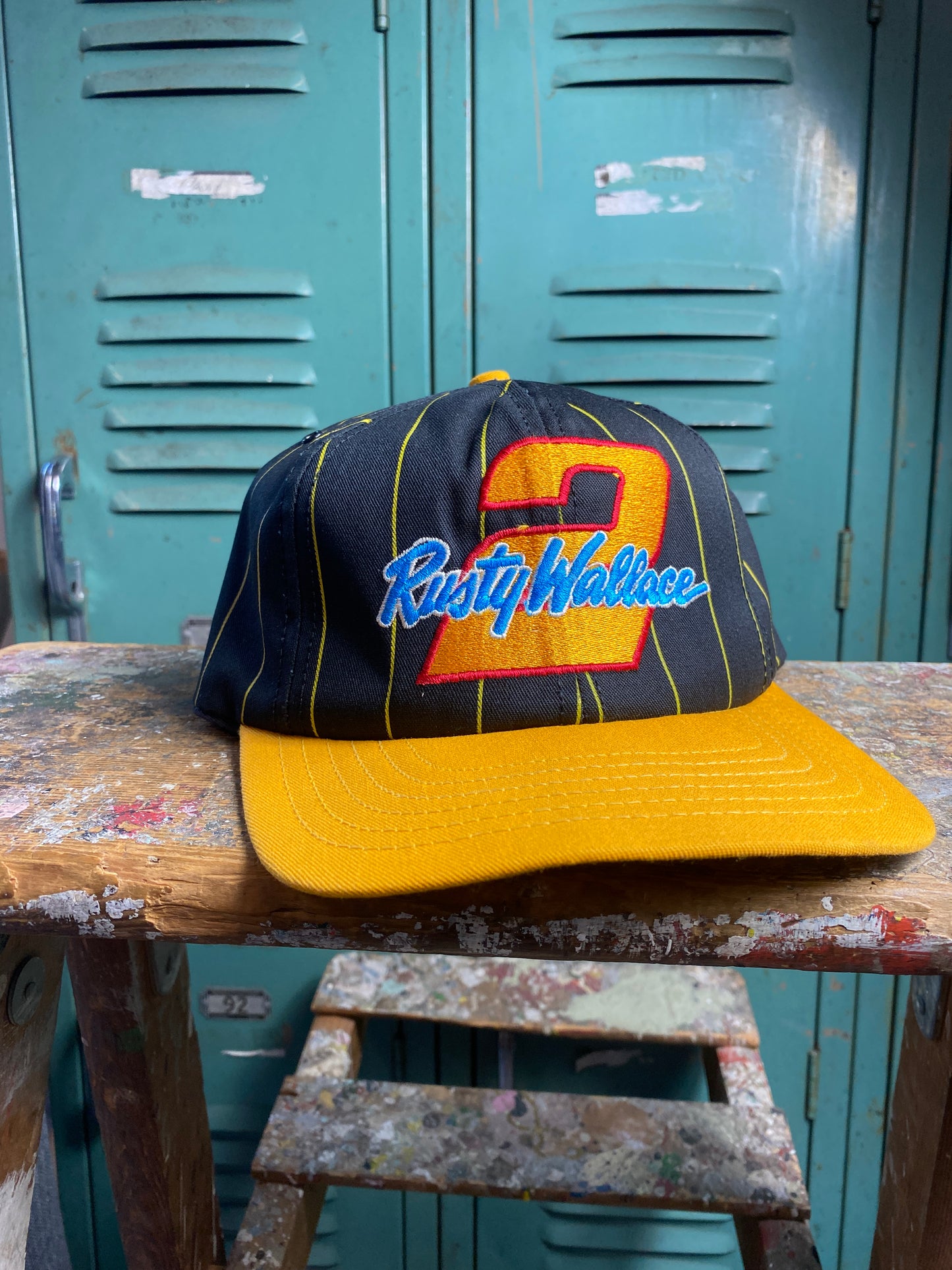 90’s Rusty Wallace Yellow Pinstripe Snapback Hat (OSFA)