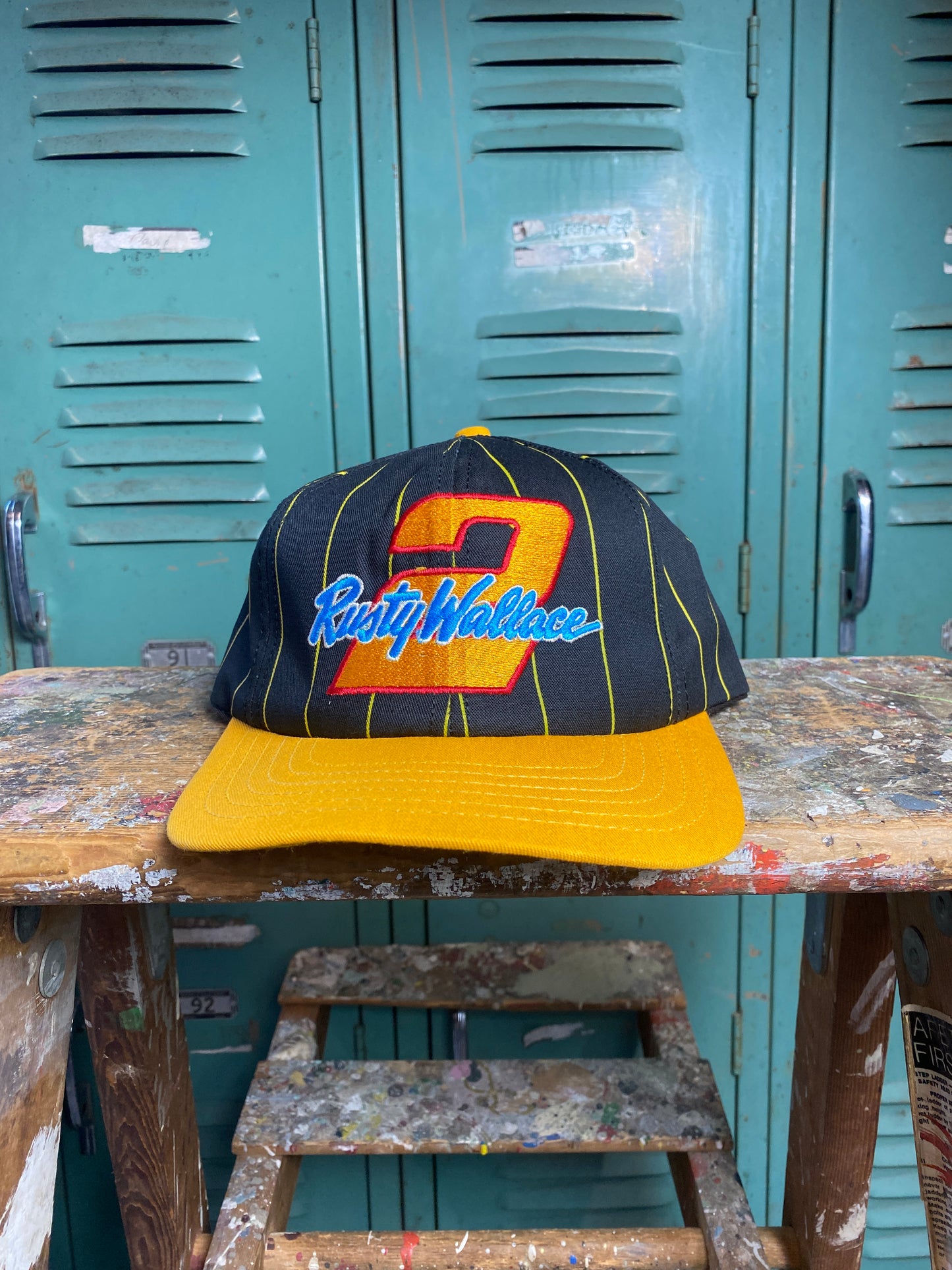 90’s Rusty Wallace Yellow Pinstripe Snapback Hat (OSFA)