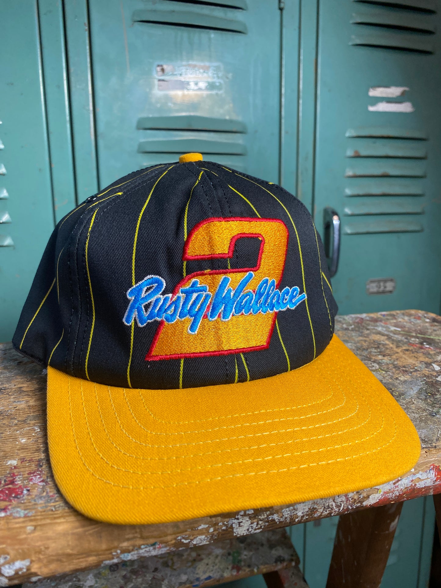 90’s Rusty Wallace Yellow Pinstripe Snapback Hat (OSFA)