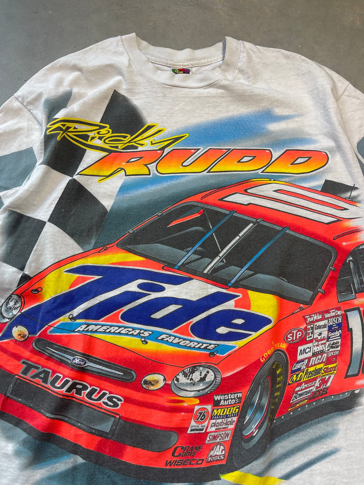 90’s Ricky Rudd Vintage Tide Racing All Over Print NASCAR Racing Tee (XL)