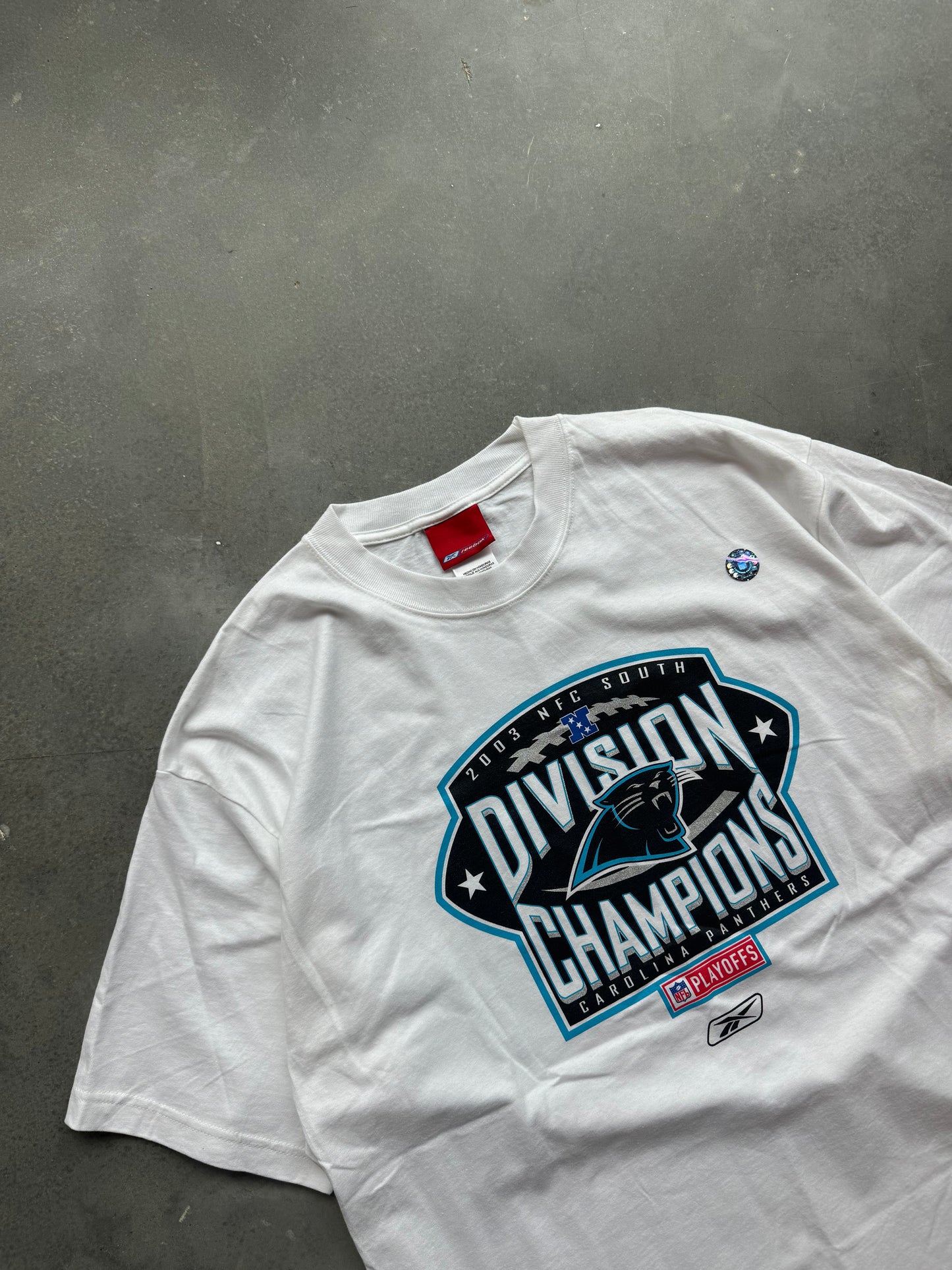 2003 Carolina Panthers NFC South Division Champions Vintage Reebok NFL Playoffs Tee - Deadstock (Large)