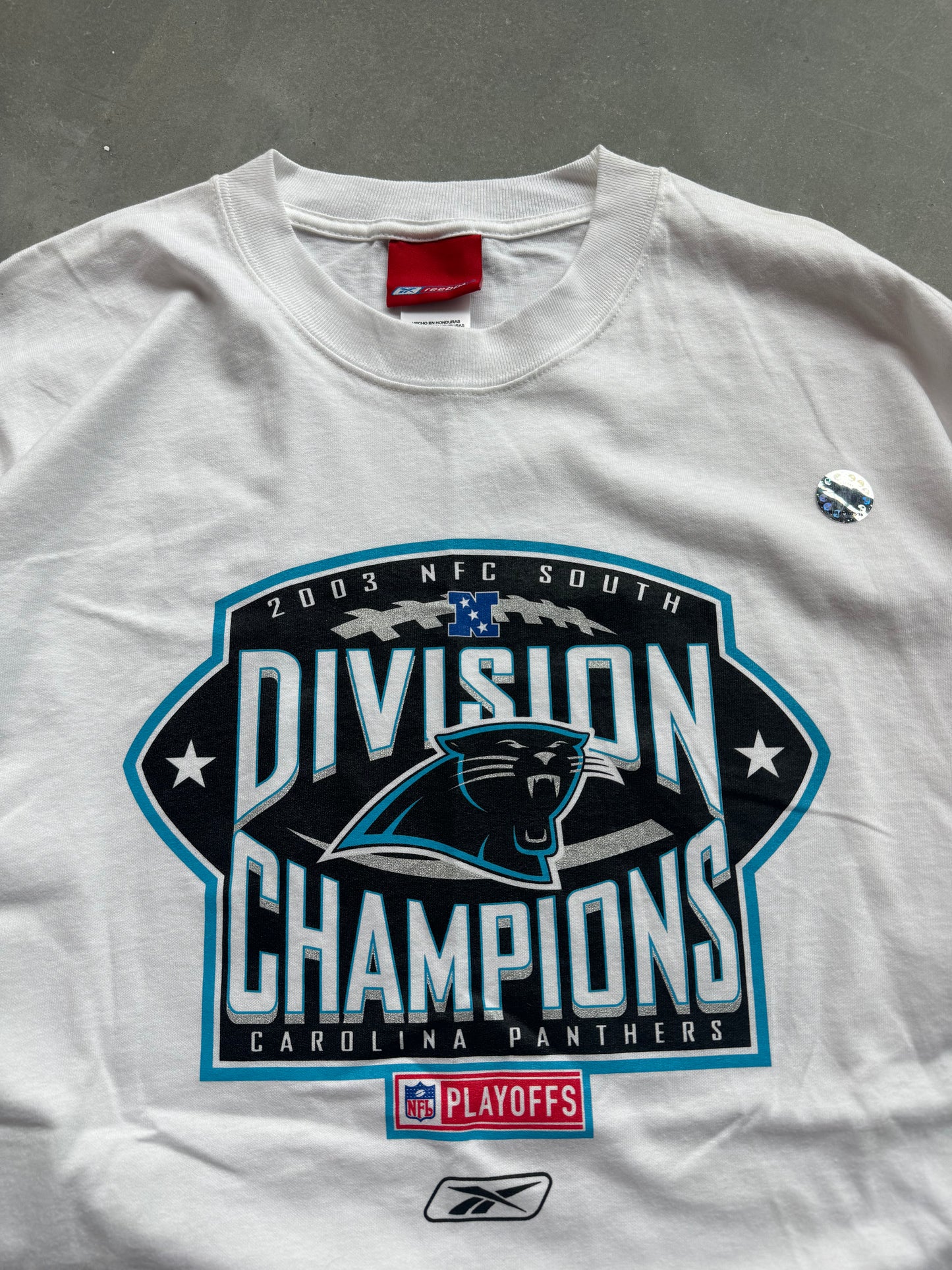 2003 Carolina Panthers NFC South Division Champions Vintage Reebok NFL Playoffs Tee - Deadstock (Large)