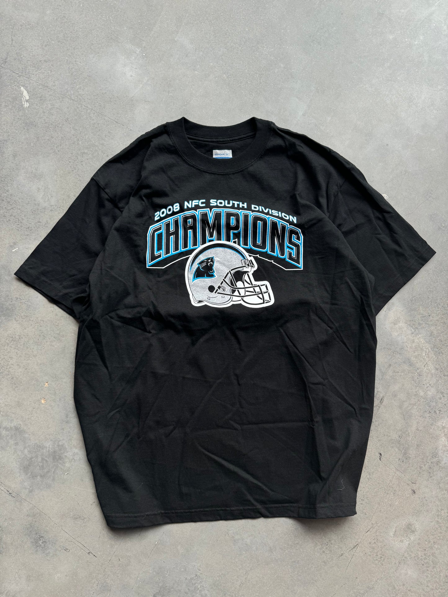 2008 Carolina Panthers NFC South Division Champions Vintage Reebok NFL Tee - Deadstock (Large)