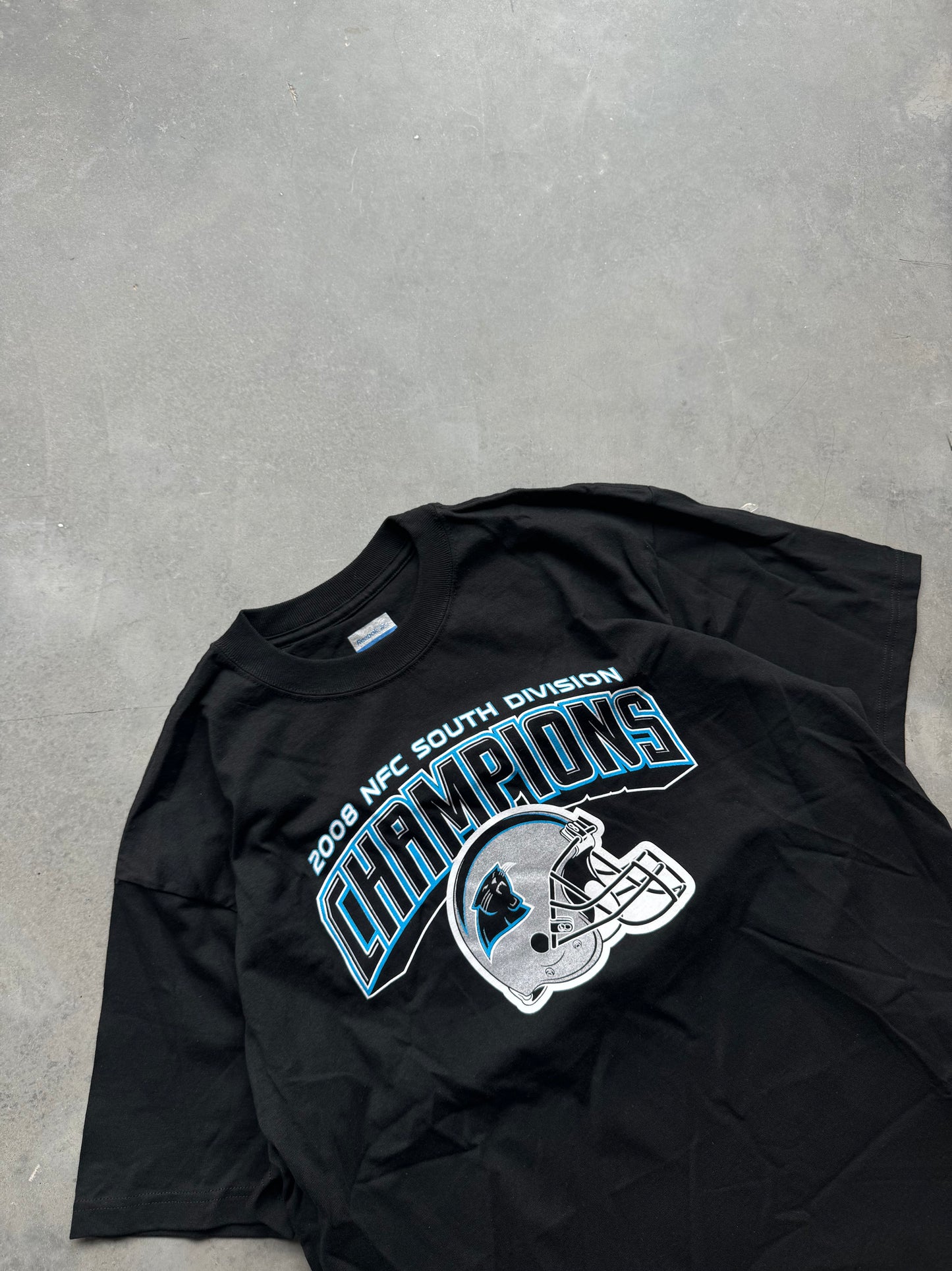 2008 Carolina Panthers NFC South Division Champions Vintage Reebok NFL Tee - Deadstock (Large)