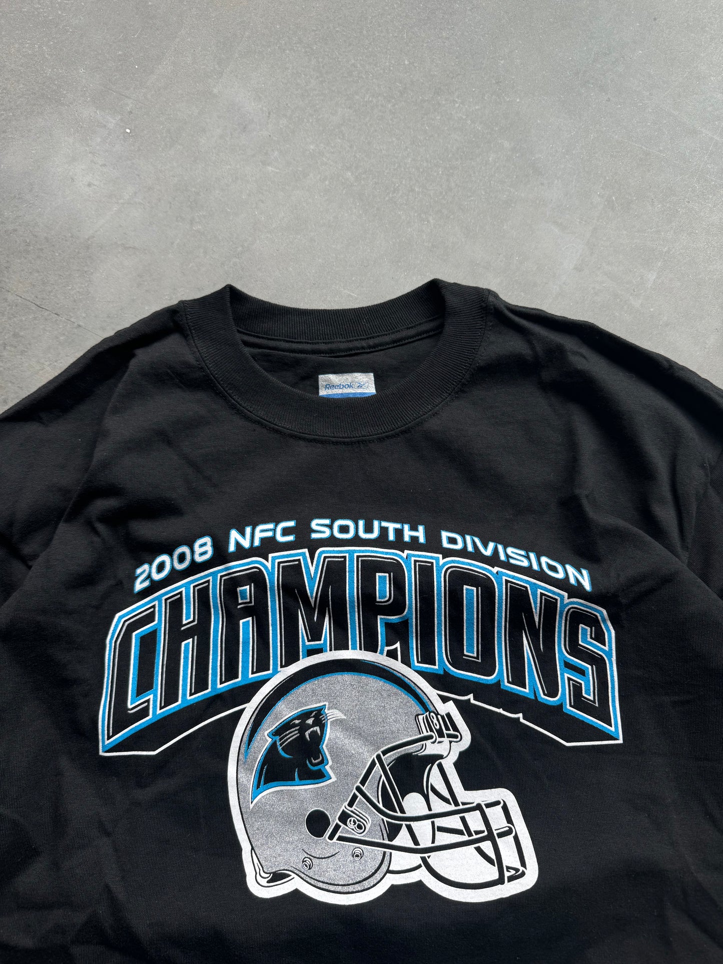 2008 Carolina Panthers NFC South Division Champions Vintage Reebok NFL Tee - Deadstock (Large)