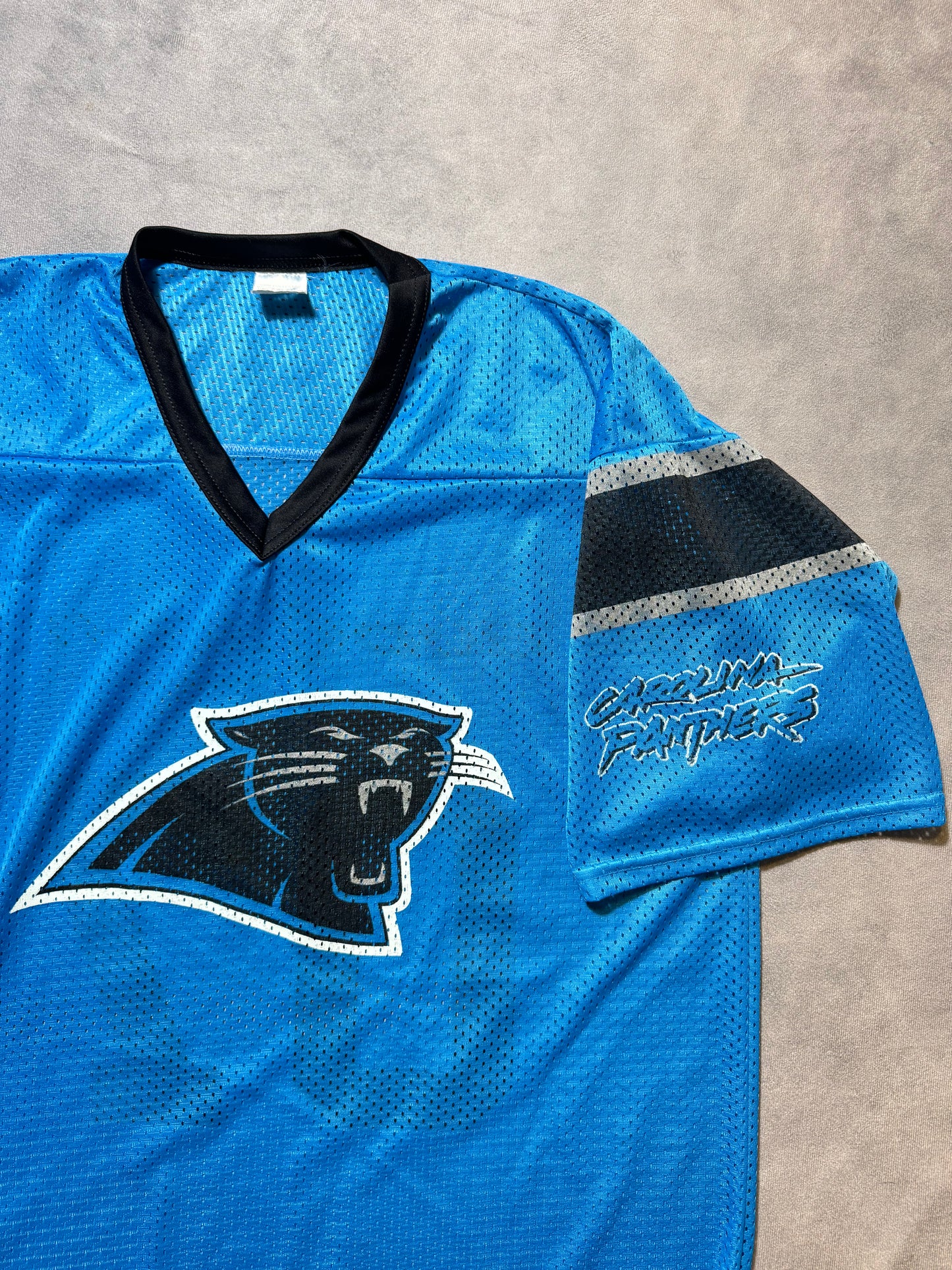 2007 Carolina Panthers x Bud Light Blue Mesh Cat Scratch Font Practice Style NFL Jersey (XL)