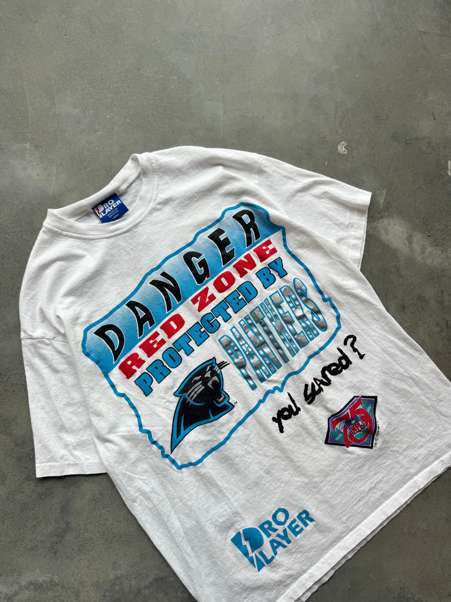 1993 Carolina Panthers Vintage Pro Player “Danger Zone” NFL Tee (Large)