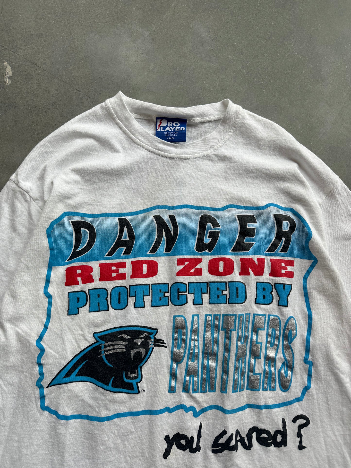 1993 Carolina Panthers Vintage Pro Player “Danger Zone” NFL Tee (Large)