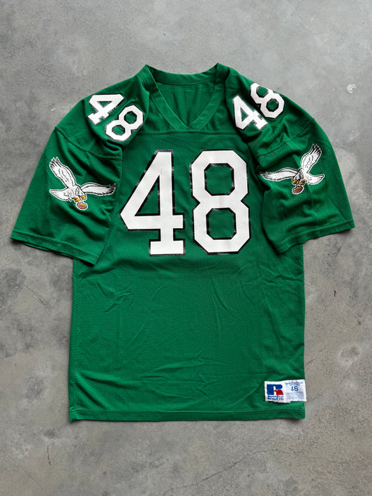 90’s Philadelphia Eagles Wes Hopkins Vintage Russell Athletic Kelly Green NFL Authentic Jersey (46/Large)