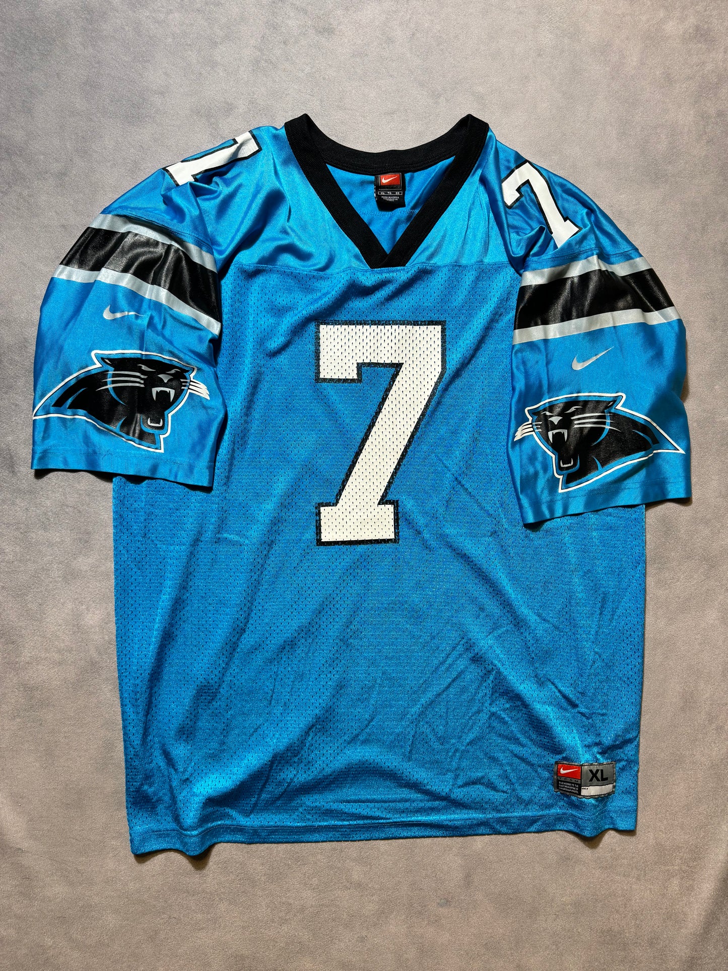 2002 Carolina Panthers Steve Beuerlein Vintage First Gen Alternate Blue Nike NFL Jersey (XL)