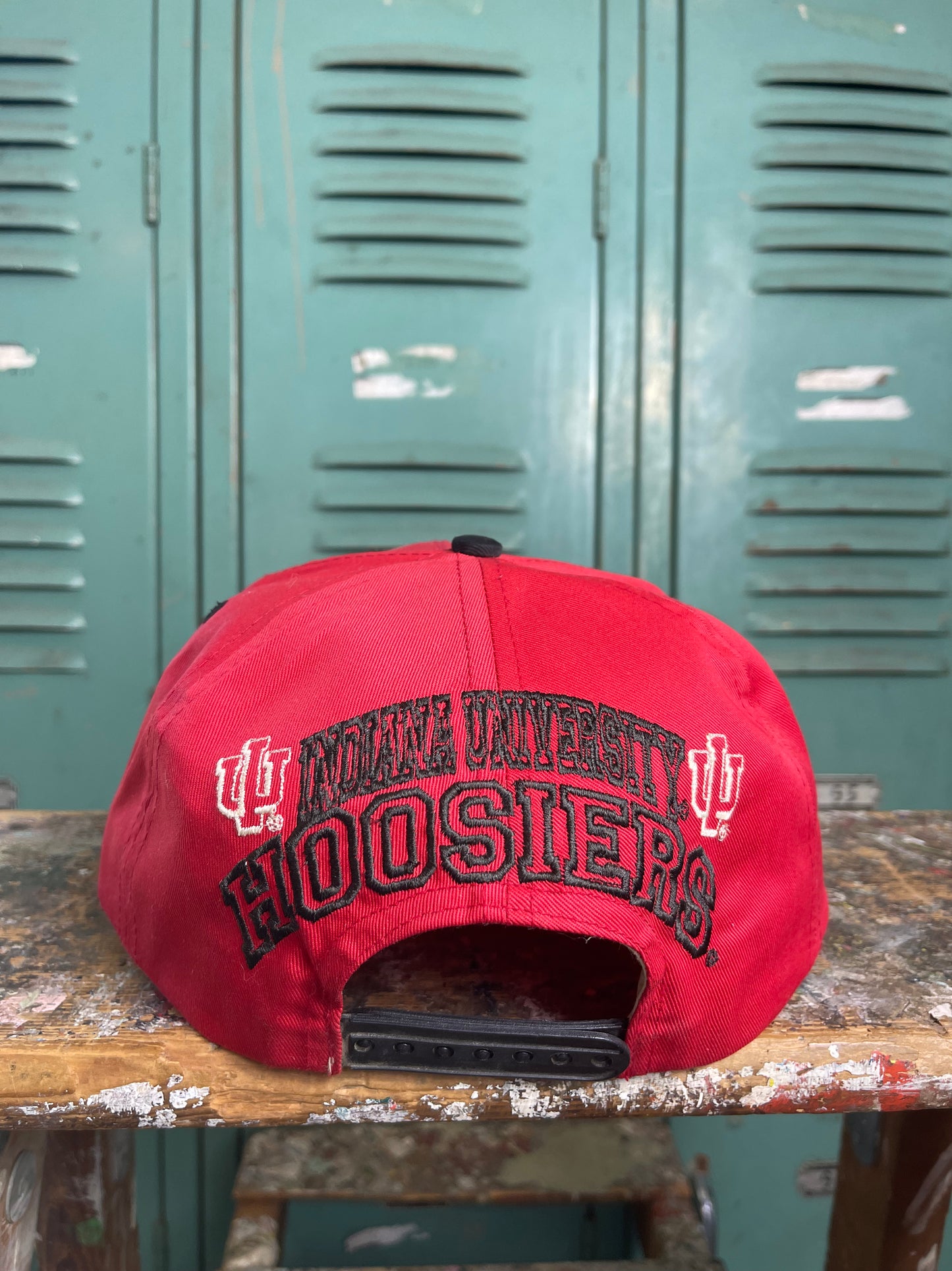 90’s Indiana Hoosiers Vintage Red College Spellout Snapback Hat (OSFA)