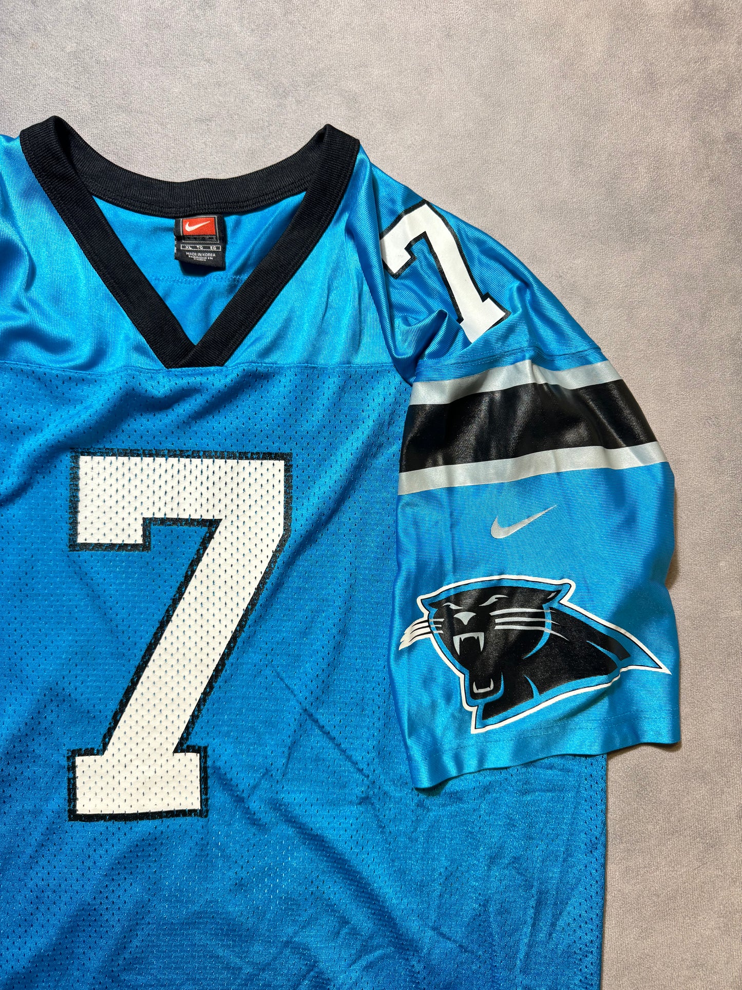 2002 Carolina Panthers Steve Beuerlein Vintage First Gen Alternate Blue Nike NFL Jersey (XL)