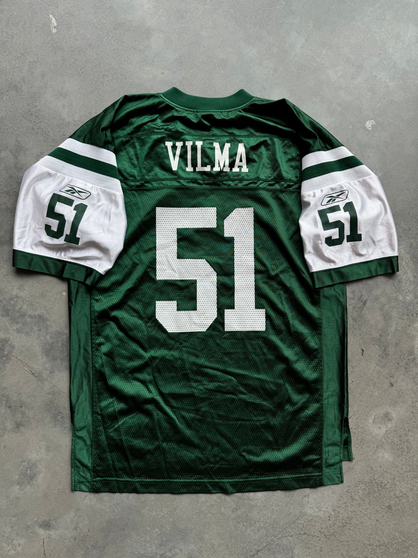 00’s New York Jets Jonathan Vilma Vintage Green Reebok NFL Jersey (Large)