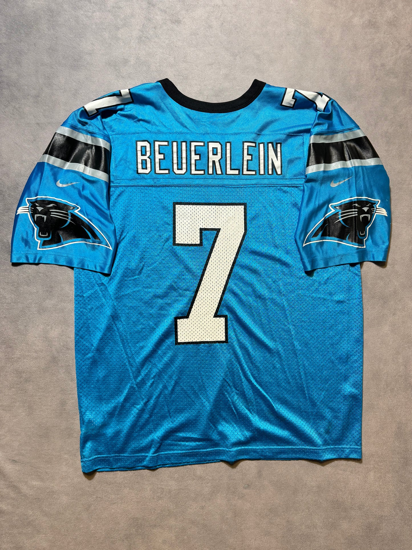 2002 Carolina Panthers Steve Beuerlein Vintage First Gen Alternate Blue Nike NFL Jersey (XL)