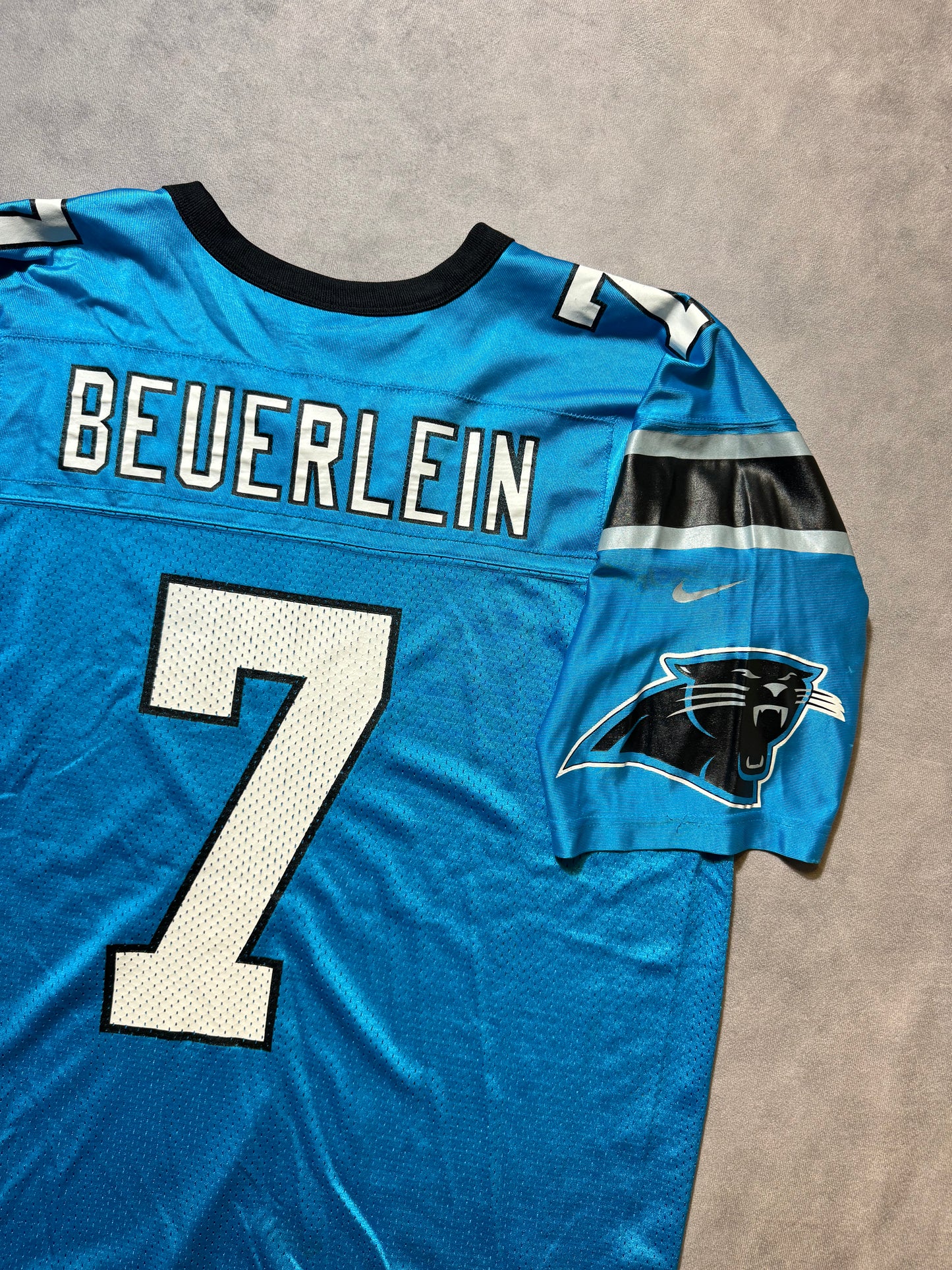 2002 Carolina Panthers Steve Beuerlein Vintage First Gen Alternate Blue Nike NFL Jersey (XL)