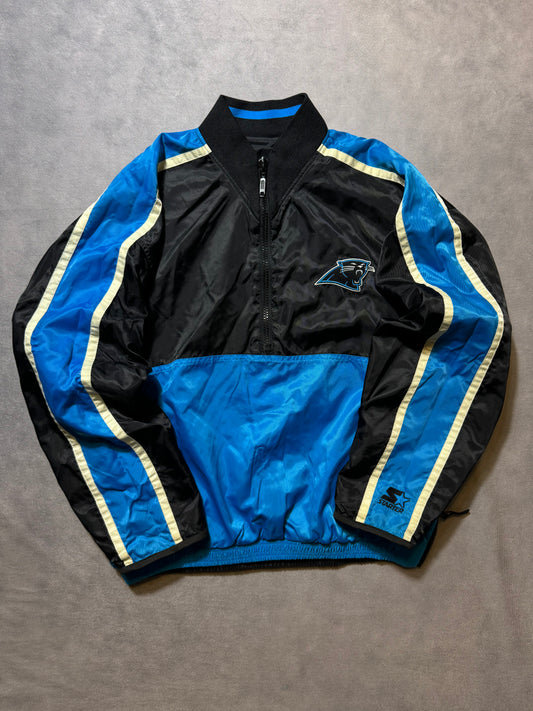 90’s Carolina Panthers Vintage Starter Reversible Colorblocked Sideline NFL Half Zip Pullover Jacket (Medium)