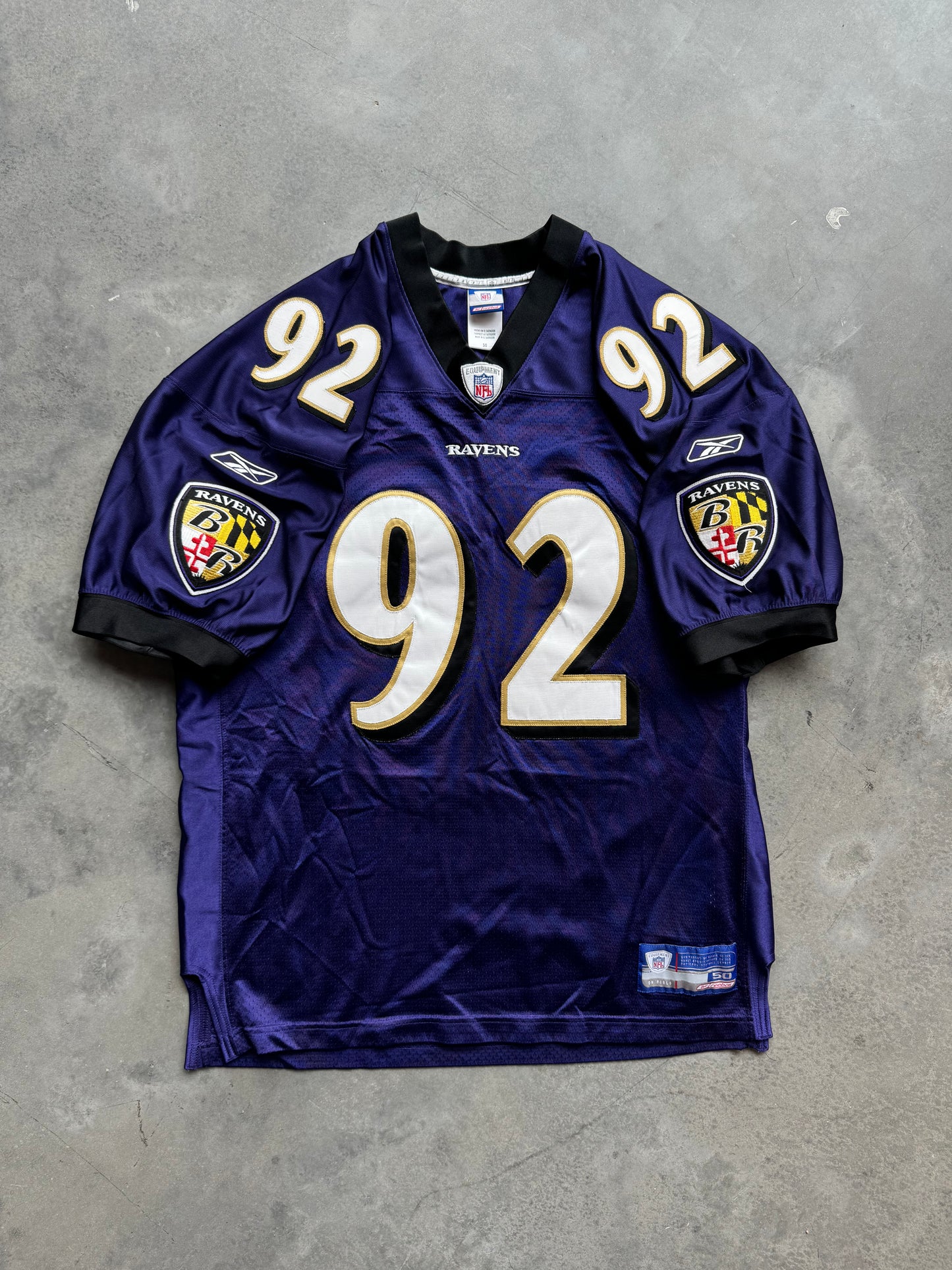 00’s Baltimore Ravens Ma'ake Kemoeatu Vintage Reebok Stitched Purple NFL Authentic Jersey (50/XL)