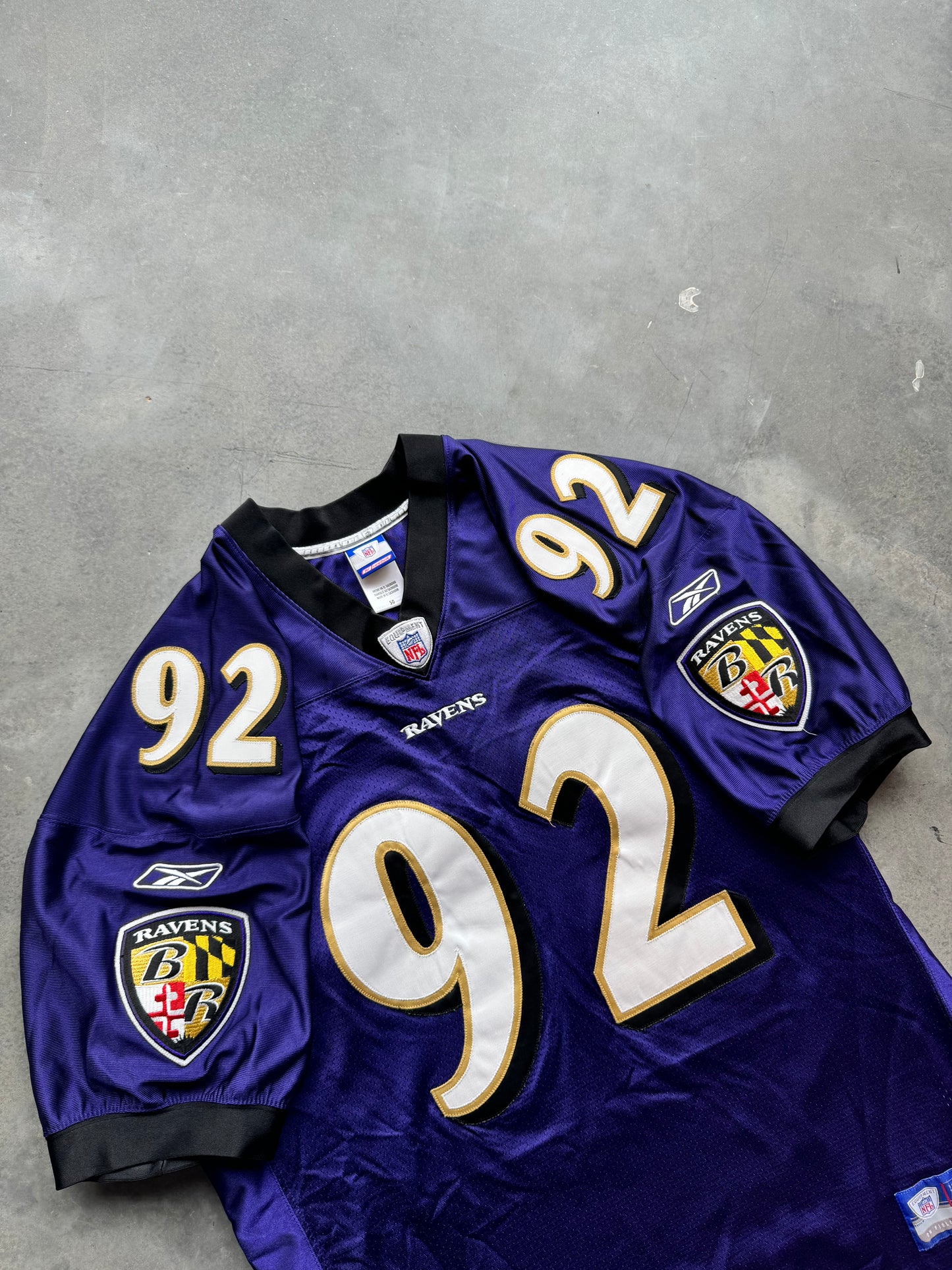 00’s Baltimore Ravens Ma'ake Kemoeatu Vintage Reebok Stitched Purple NFL Authentic Jersey (50/XL)