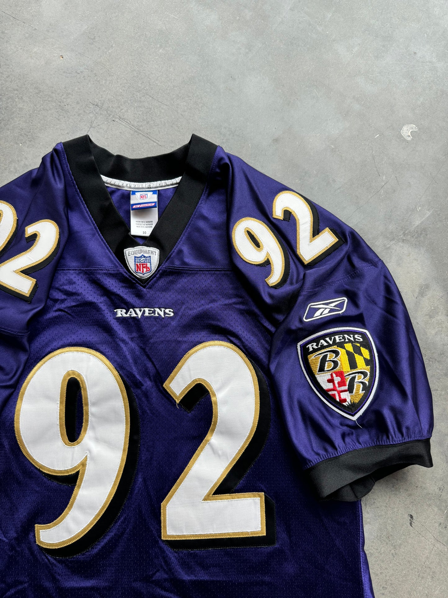 00’s Baltimore Ravens Ma'ake Kemoeatu Vintage Reebok Stitched Purple NFL Authentic Jersey (50/XL)